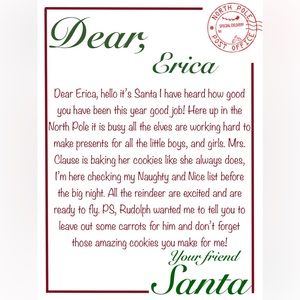 Customizable kid Santa letter